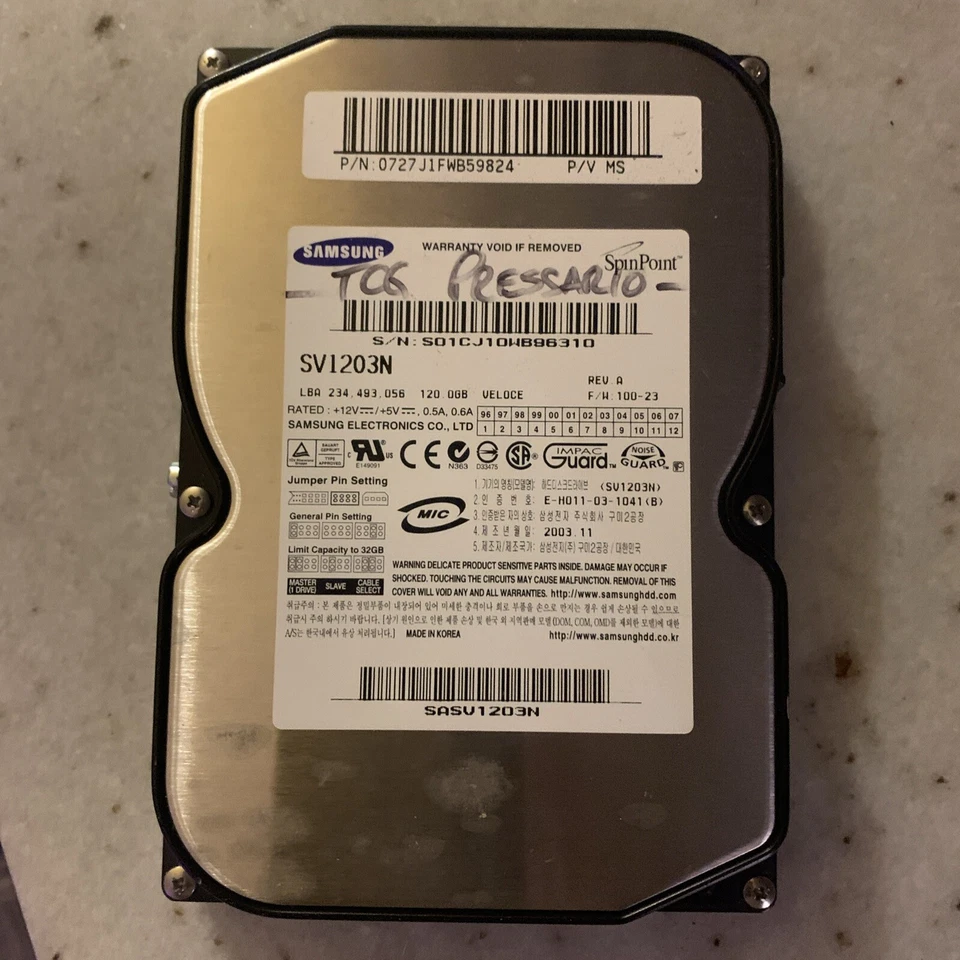 SP1203N, REV A, P/V MA, Samsung 120GB IDE 3.5 - Image 1 of 2