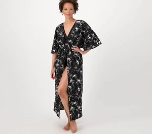 Belle by Kim Gravel Beach Tie Front Cover Up Poolside Palm XS/S New - Picture 1 of 1