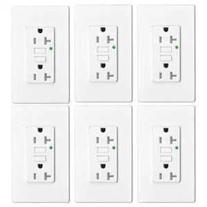 Self-Test GFCI Outlet 20 Amp Outdoor Receptacle Commercial Residential Use 6Pack - Picture 1 of 12