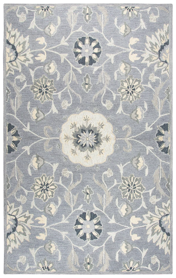 Rizzy Rugs Gray Scrolls Petals Rings Transitional Casual Area Rug Floral RS915A - Image 1 of 4