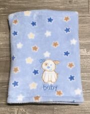 Cutie Pie Patch Puppy Dog Fleece “Baby” Security Blanket Lovey Stars Blue GUC N1