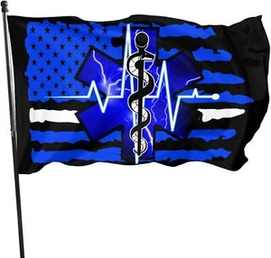 EMS Star of Life EMT Flag 3x5 Ft Paramedic Home Outdoor Indoor Black7  - Picture 1 of 7