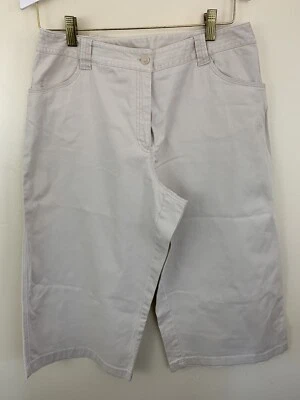 Pantalones capri elásticos Rafaella beige tostado talla 10 (skimmer de pierna ancha) Foto 1 de 3