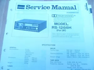 Sharp RS-1288H (Reino Unido) Cassette Deck ORIGINAL Manual de Servicio - Imagen 1 de 1