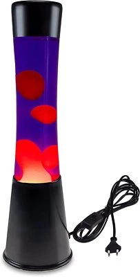 Lavalampe lila rot 40cm Lavaleuchte Deko Tisch Retro Metallfuß inkl LM - Bild 1 von 3