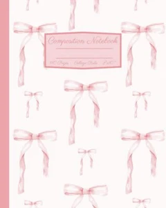 Coquette Composition Notebook Girly Aesthetic Pink Bow College Rule Lined Jou... - Picture 1 of 1