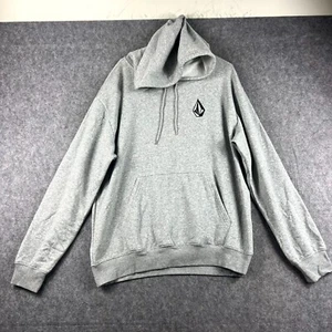 Volcom Mens Hoodie Large Grey Long Sleeve Pullover Fleece Lined Kangaroo Pockets - Picture 1 of 9