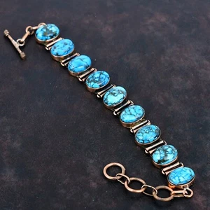 Oferta del Día de los Caídos Cobre Turquesa Tibetana Piedras Preciosas Nueva Cadena Pulsera Joyería - Imagen 1 de 6