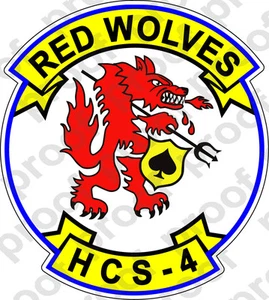 STICKER USN HCS 4 RED WOLVES SEA COMBAT SQUADRON - Picture 1 of 1