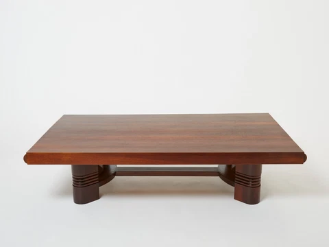 Charles Dudouyt large Modernist walnut coffee table 1940 Cover