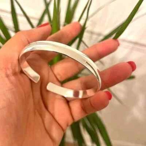 925 Sterling Silver Bangle, Adjustable Bangle Women & Men Silver Bangle - Picture 1 of 4