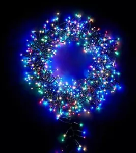 Multicolour Christmas Cluster 300 LED Light Xmas Multi Timer 3M BatteryOperated - Picture 1 of 4