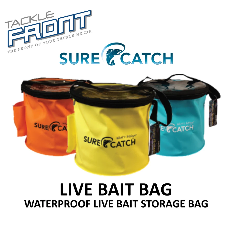 SureCatch - Soft Bait Bucket Round 24cm ~ Waterproof Live Bait Storage Bag - Image 1 of 4
