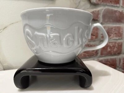 Home Essentials  Handled Snack Bowl  Large  White Ceramic Raised Letters - Image 1 of 4