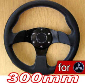 300mm Black Sports Steering Wheel for Mitsubishi GTO Lancer EVO Eclipse Pajero - Picture 1 of 1