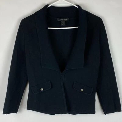 Cárdigan suéter chaqueta negra pequeña de la Casa Blanca Black Market para mujer Foto 1 de 4