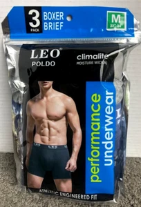 Leo Poldo Boxer Brief Climalite Performance Underwear 3-Pack Size M 32"-34" - Picture 1 of 8