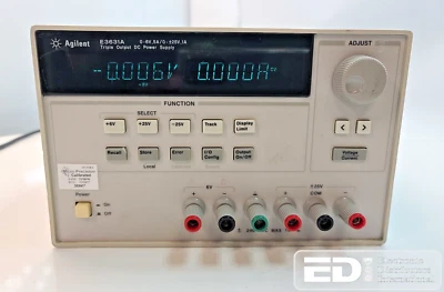 HP E3631A 0-6V/5A, 0-25V/1A, & -0-25V/1A Triple Output DC Power Supply - Image 1 of 4