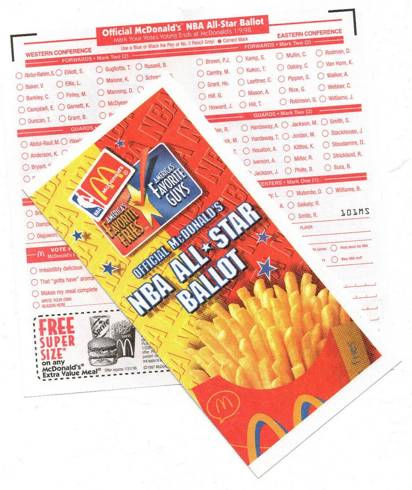 MICHAEL JORDAN KOBE BRYANT DE COLECCIÓN 1998 NBA ALL-STAR GAME BOLETA MCDONALDS Foto 1 de 1