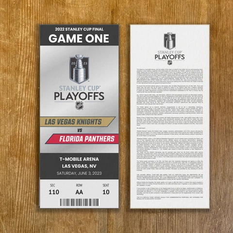 2023 STANLEY CUP Finals Customizable Ticket Stub Panthers vs Las Vegas Knights Cover