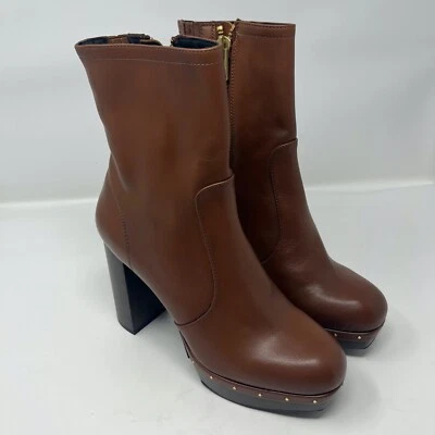 Nuevo sin caja botín para mujer Allsaints Thea plataforma cremallera marrón talla 8 tachuelas Foto 1 de 4