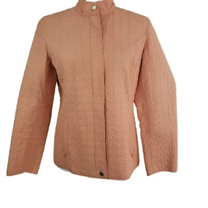 Talbots Petites Peach Quilted Zip Up Blazer size 6 Straight Collar and Sleeves - Picture 1 of 10
