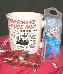 Fisherman's Excuse Mug 8oz - Inc. Fishing Lure & Ford Thunderbolt Hot Wheel Car - Picture 1 of 7