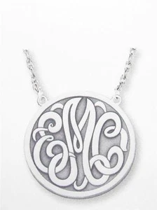 Pedido Especial Oro 14kt 3 Iniciales Monograma Corte Láser Collar 15mm Diámetro Regalo - Imagen 1 de 1