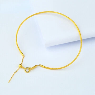 Real Solid 18K Yellow Gold Women 1.5mm Rope Chain Link Bracelet Adjust 6.3-8.3"L - Image 1 of 3