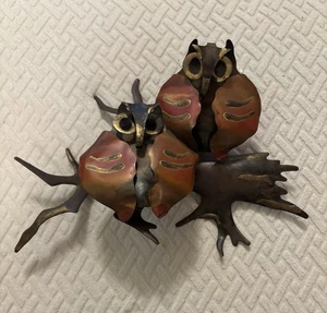 Vtg Set of Metal Wall Hanging Owl Family on Branches MCM Retro Decor Wall Art - Picture 1 of 9