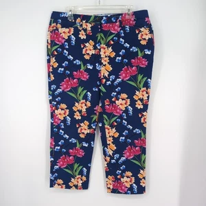 Pantalones para mujer Lands’ End tiro medio multicolor florales 12P chinos recortados pierna recta - Imagen 1 de 13