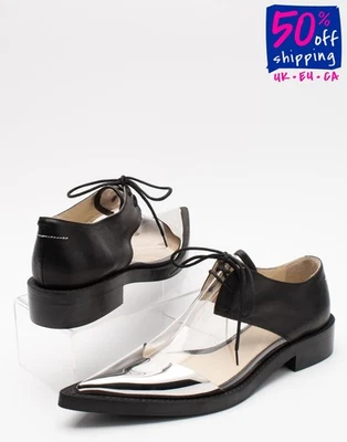 RRP€478 MM6 MAISON MARGIELA Lace Up Shoes US6 UK4 EU37 Metallic Made in Italy - Image 1 of 4