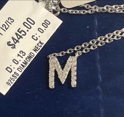 Collar/colgante Diamante Inicial M Plata de Ley 925 Effy Foto 1 de 2