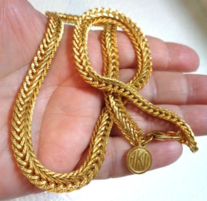 Collana girocollo a rete con logo ANNE KLEIN, vintage, tono oro. - Foto 1 di 4
