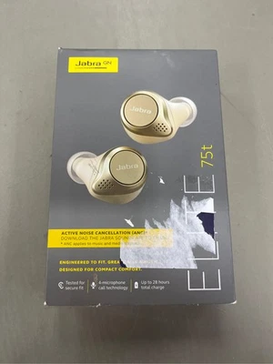 Jabra Elite 75t – True Wireless Earbuds with Charging Case, Gold Beige – Active - Image 1 of 3