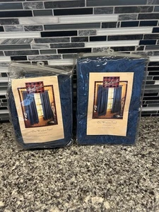 WOOLRICH  BLUE JEAN DENIM (PAIR) TAB TOP CURTAINS PANELS DRAPES 54x63" BOYS - Picture 1 of 7