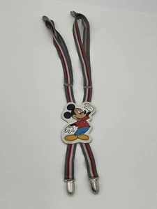 Vintage Disney Mickey Mouse Elastic Suspenders Gray Strap Red And White Kids - Picture 1 of 9