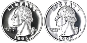 1995 S S Washington Quarters Silver &  Clad Proof 2 Coin  Set - Picture 1 of 2