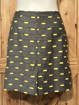 PER SE Stunning Gray & Yellow Tab Lined A-Line Skirt US 8 UK 10 - Image 1 of 4