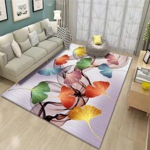 RUG Large Elegant Leaves Area Easy Clean Non-Slip Modern Home Decor 54"x32" NEW - Picture 1 of 16