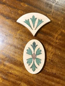 Pre war Banjo Style 5 wooden marquetry inlay back of headstock Set USA - Picture 1 of 4