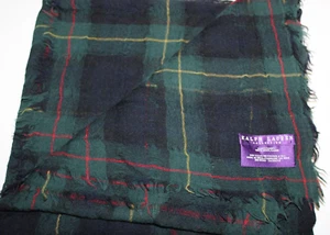 Ralph Lauren Collection Scarf Purple Label Blackwatch Wool Fringe X-Large 50x50" - Picture 1 of 8