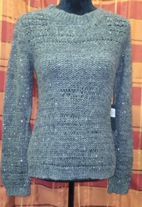 NWT Joes Jeans SZ SMALL Gray Sweater MOHAIR Wool Blend Sequins Knit $239 Retail - Picture 1 of 15