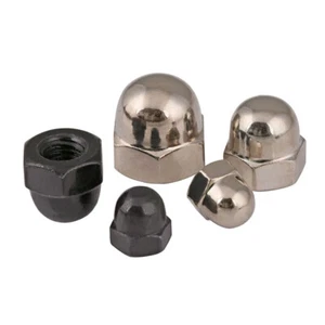Tuercas de cabeza redonda niqueladas/negras zinc M3 M4 M5 M6 M8 - M12 tuercas hexagonales GB923 - Imagen 1 de 5