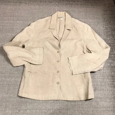 Chaqueta Eileen FIsher Mujer Blazer Medio Lino Beige Tostado Ligera Informal Foto 1 de 4