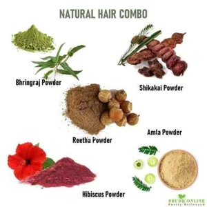 Amla, Reetha, Shikakai, Bhringraj and Hibiscus Combo Powder for Hair Growth - Picture 1 of 6