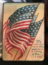 Primitive American Flag Patriotic 4th of July Print on Canvas Board 5x7" 