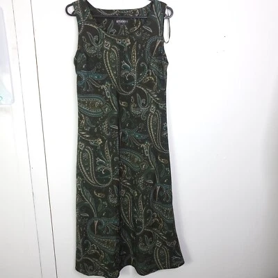 Studio 1 连衣裙女式 8 Midi 复古 90 年代复古垃圾深佩斯利无袖 — 第 1/4 张图片