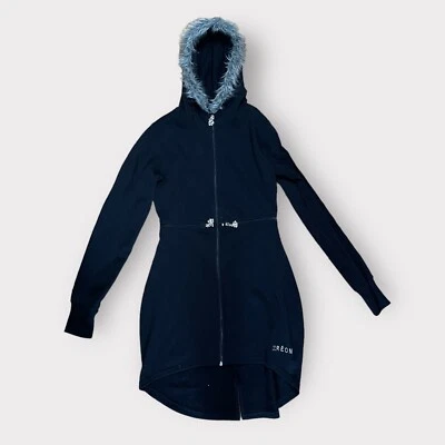 Sudadera Dereon Mediana con Capucha Negra Cremallera Completa Manga Larga Bordada Y2k Foto 1 de 4