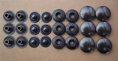 Prym Button/Snap 4pc Set: Cap-Spring Sochet-Stud-Post - Brass Black Oxy - 6 sets - Image 1 of 4